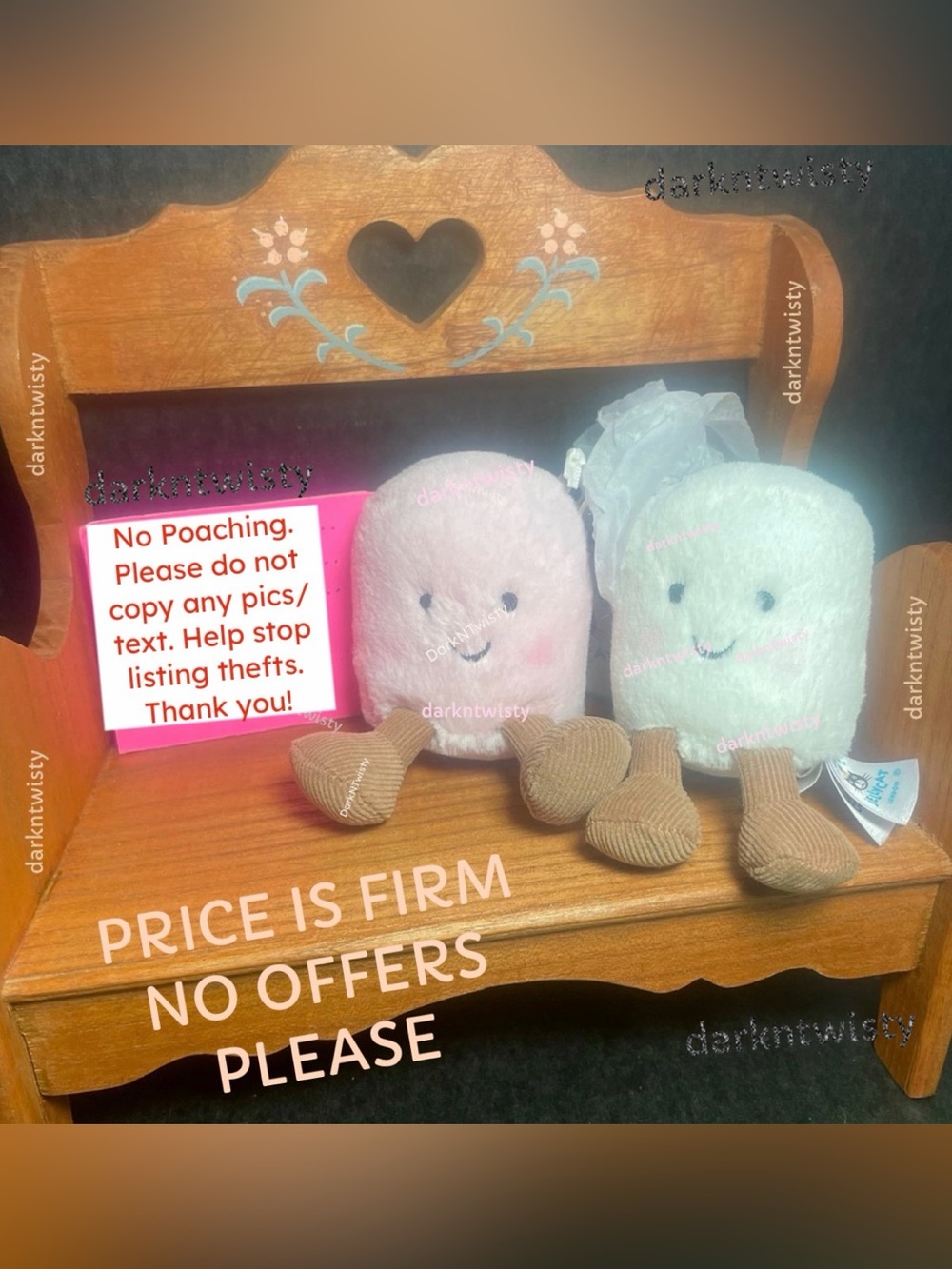 1 BNWT JELLYCAT MARSHMALLOW BAG CHARM PAIR ONLY